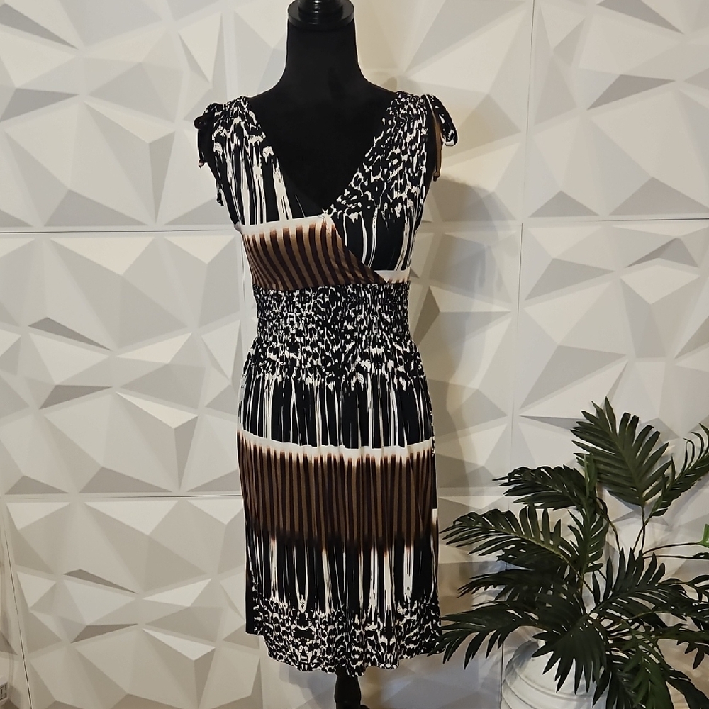 Lascana Elegant Black and Brown Dress